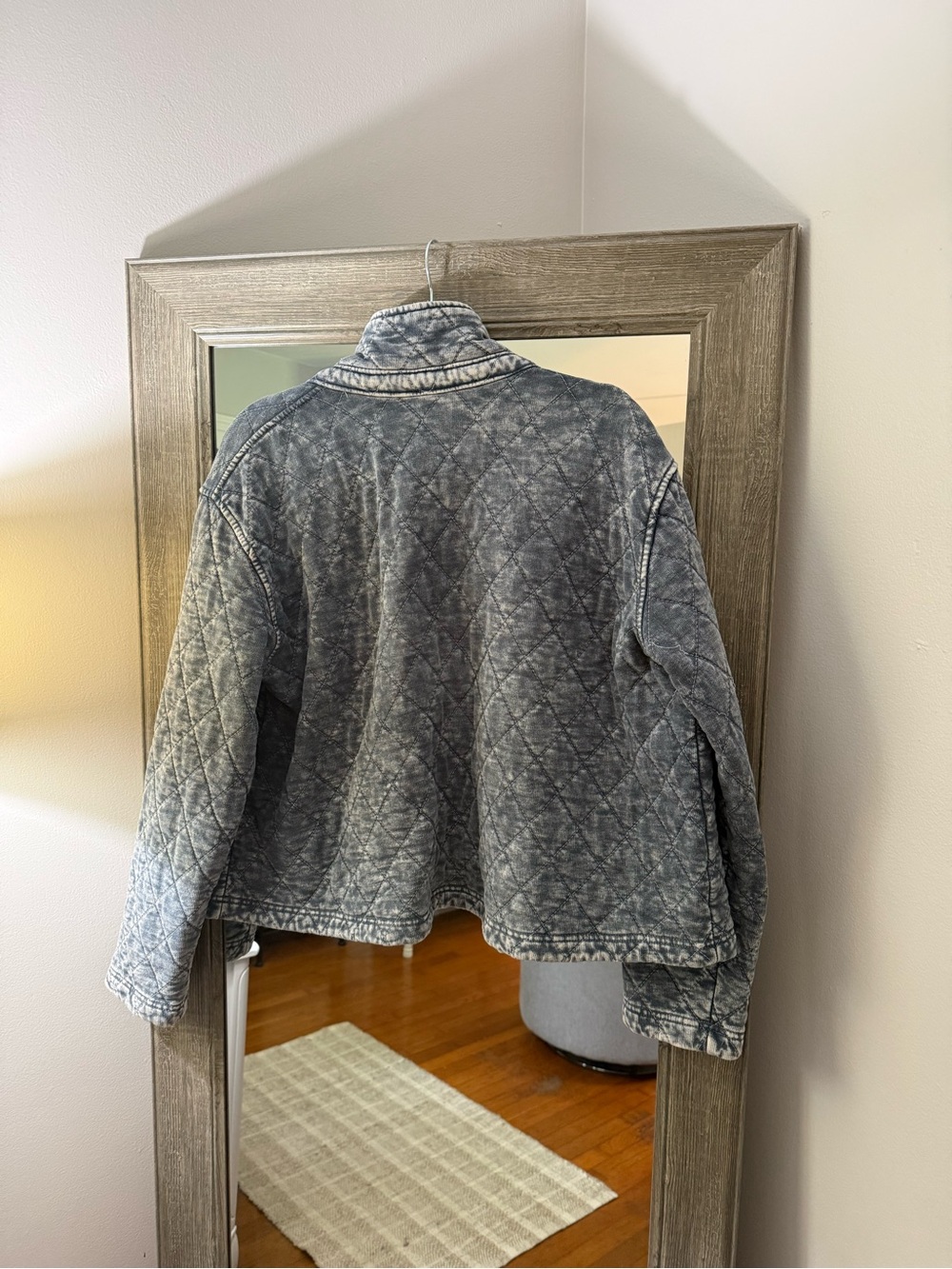 Quilted Washed Denim Jacket - Faded Style Size XL - Picture 4 of 4